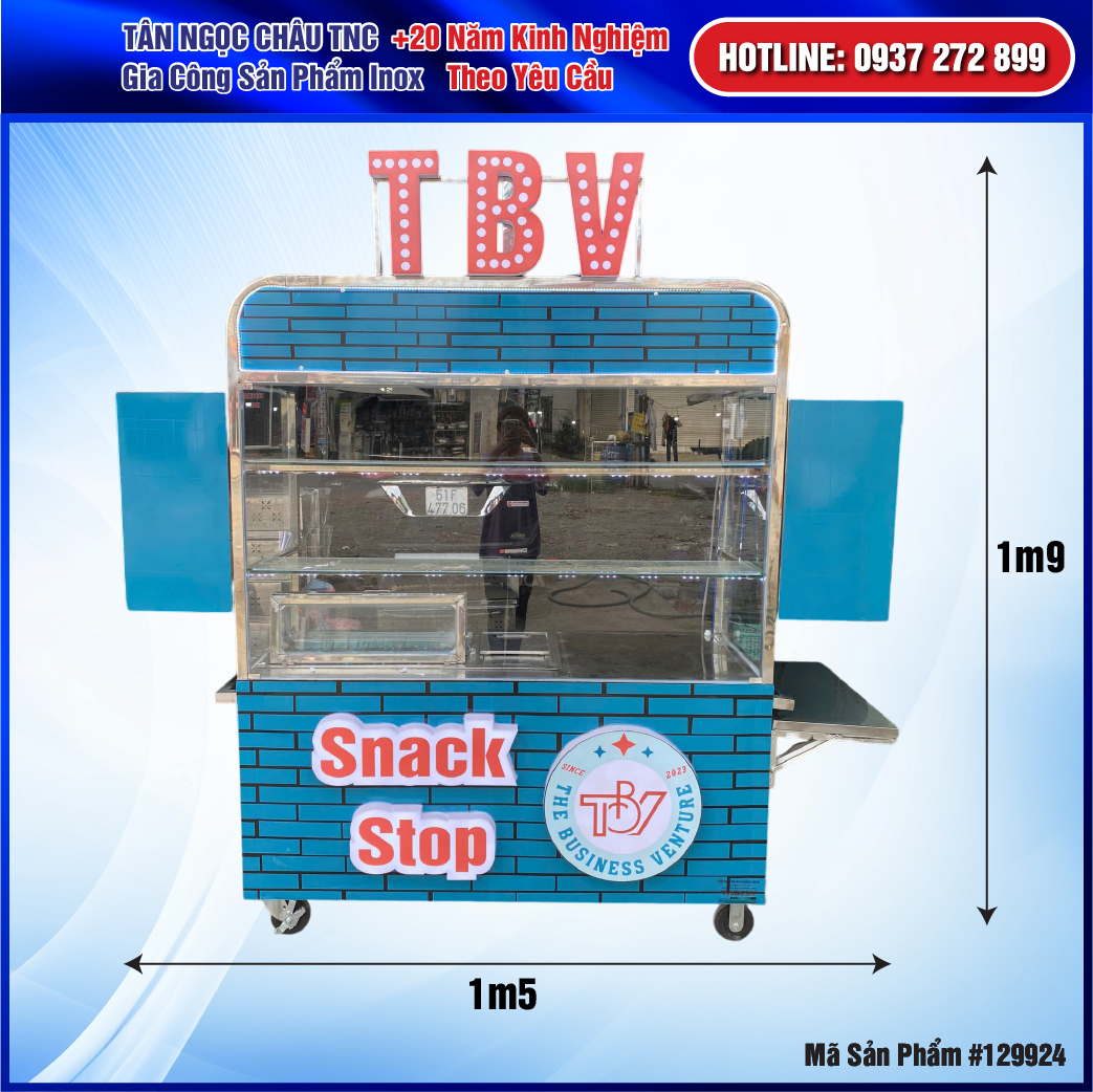 Mẫu Xe Cong Ăn Vật - Trà Trái Cây Decal Màu Xanh Cực Đẹp 1m5